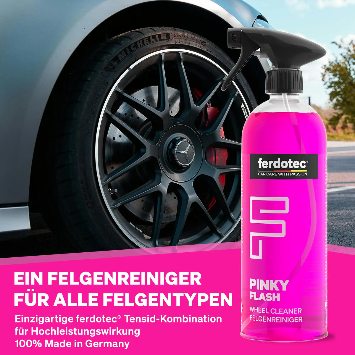 Pinky Flash Felgenreiniger Felgenbürsten Set