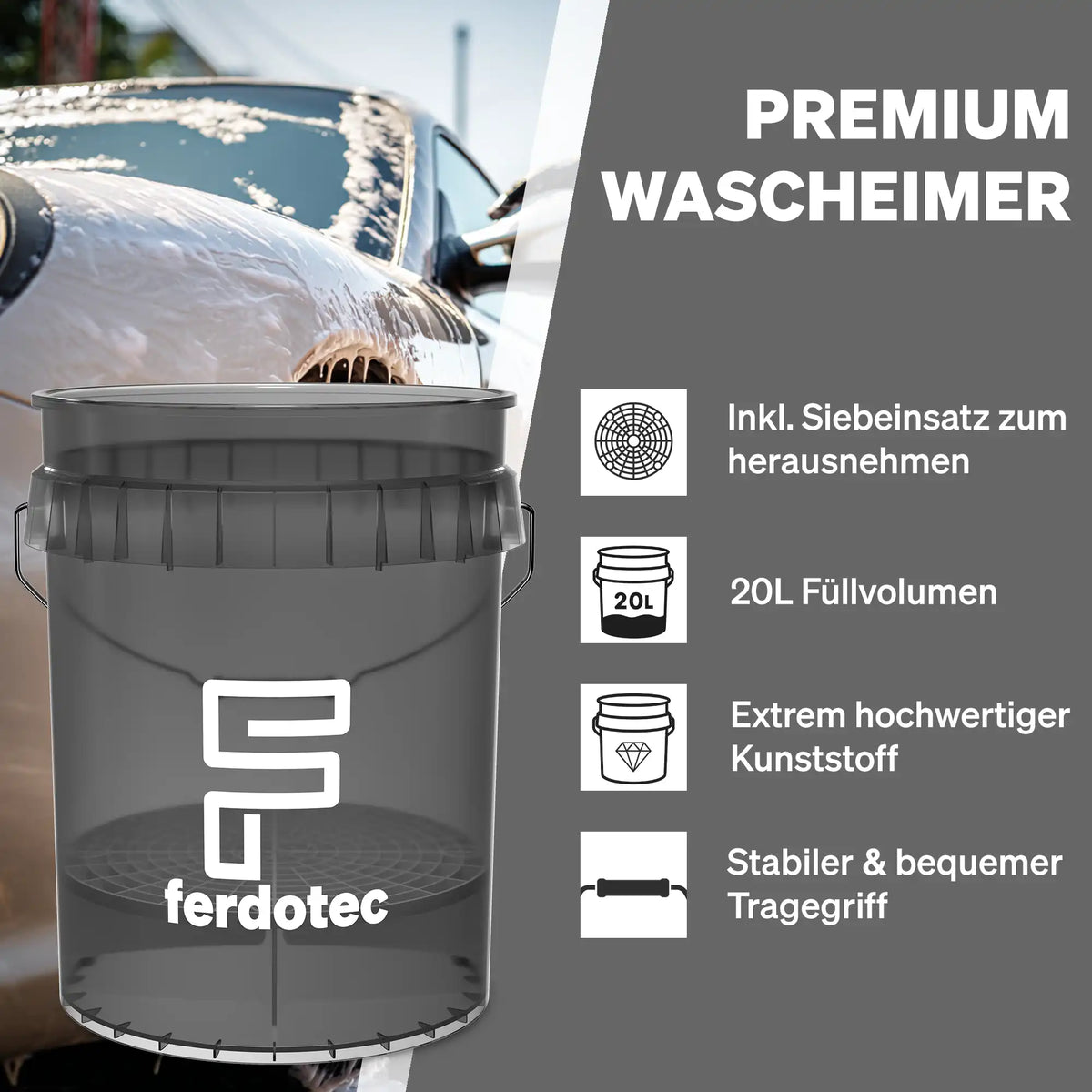 Wascheimer 20L - Schwarz inkl. Schmutzsieb